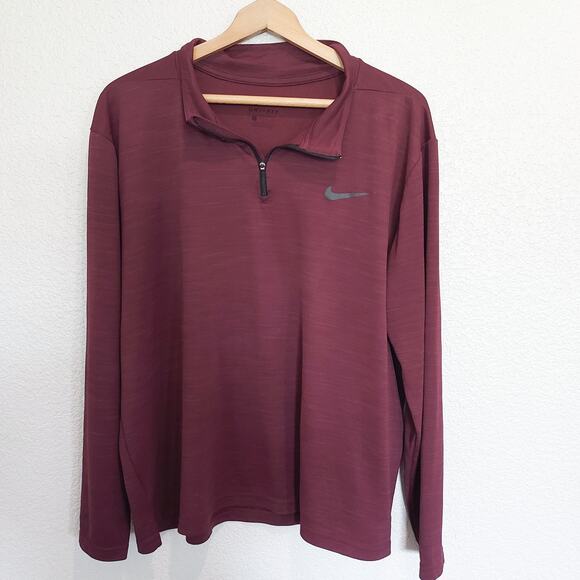 Nike Dri Fit Maroon 1/4 Zip Athletic Pullover Size XL - Picture 1 of 10